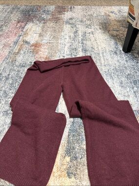 Knit Wide-Leg Pants in Deep Burgundy